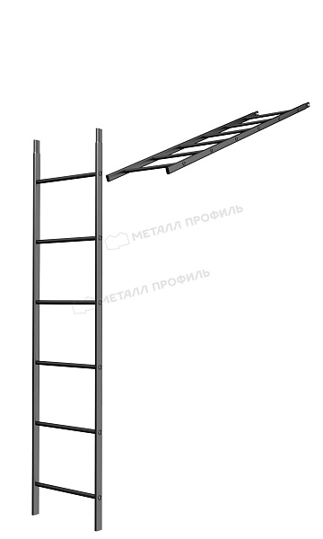 Лестница кровельная стеновая дл. 1860 мм без кронштейнов (9005) ― где купить в Брянске? В нашем интернет-магазине!